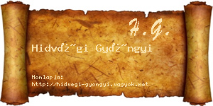 Hidvégi Gyöngyi névjegykártya